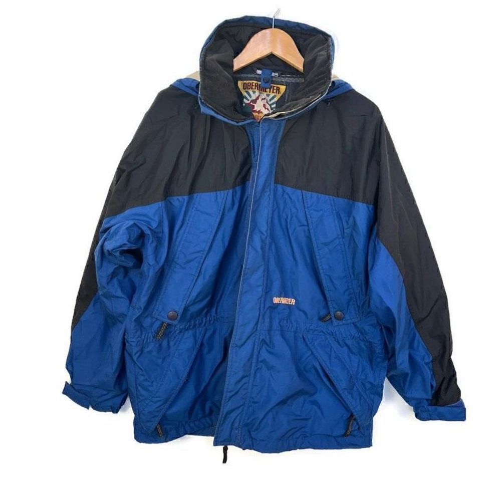 Vintage 80s 90s Obermeyer Ski Jacket Coat Snowboard Blue Black Men’s L